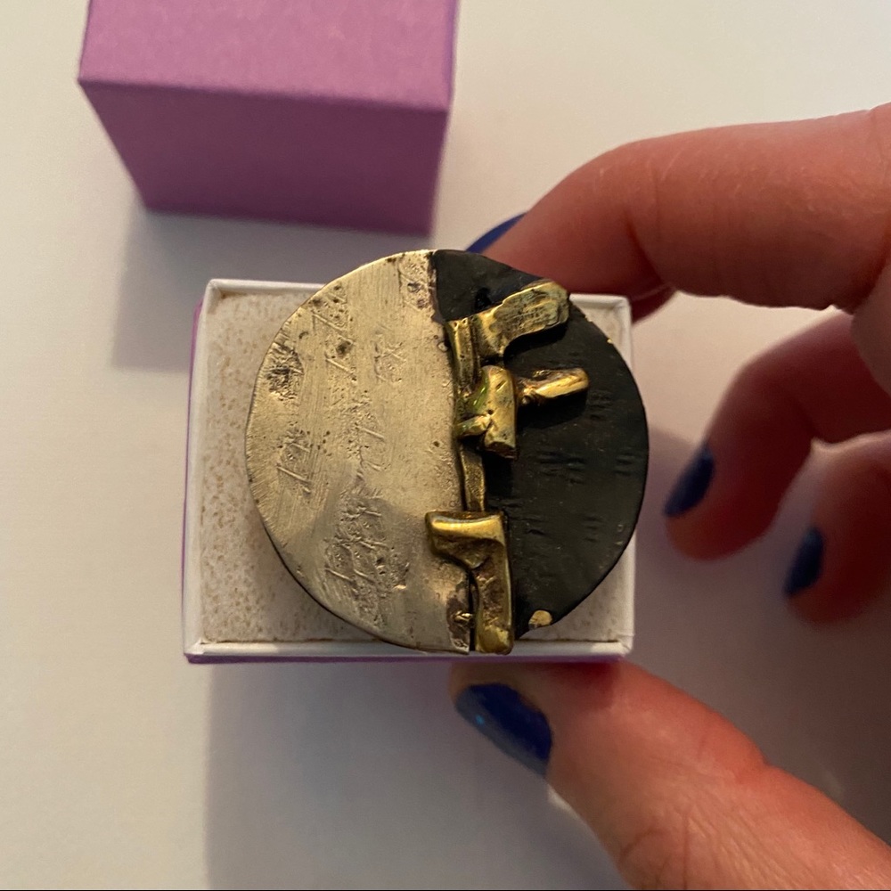 Artistic Brass Circle Statement Ring - image 1